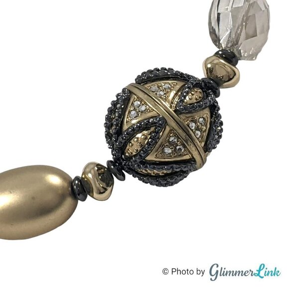 Chico's Tri-Tone Mixed Bead Shapes Geometric Focal Bead Necklace - Picture 6 of 13